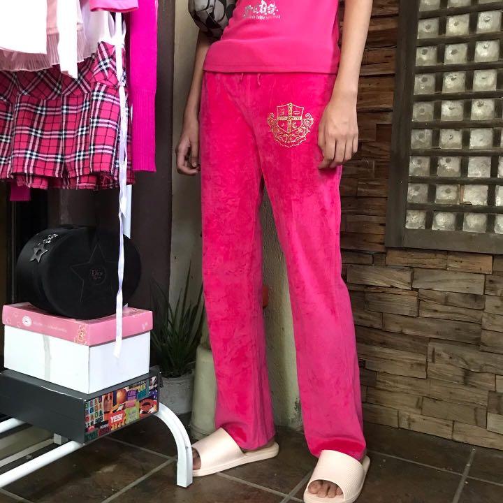 Hot Pink Juicy Couture Velvet Velour Pants Y2K, Women's Fashion