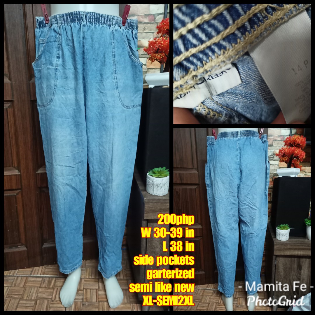 Garterized denim hot sale pants