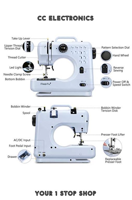 Magicfly Portable Mini Sewing Machine - 12 Stitch Blue NEW FREE SHIPPING