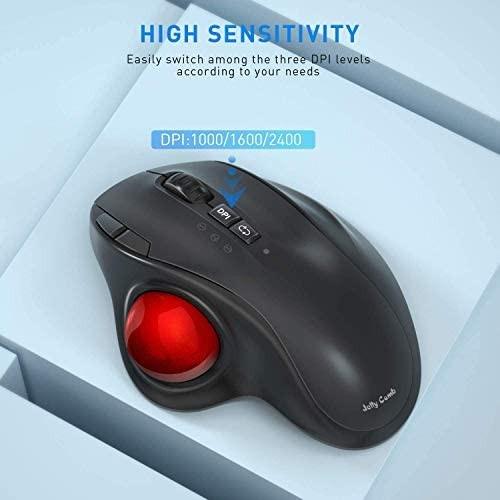 Jelly Comb MT50 Bluetooth Trackball Mouse Rechargeable 2.4G USB Wireless Bluetooth Ergonomic
