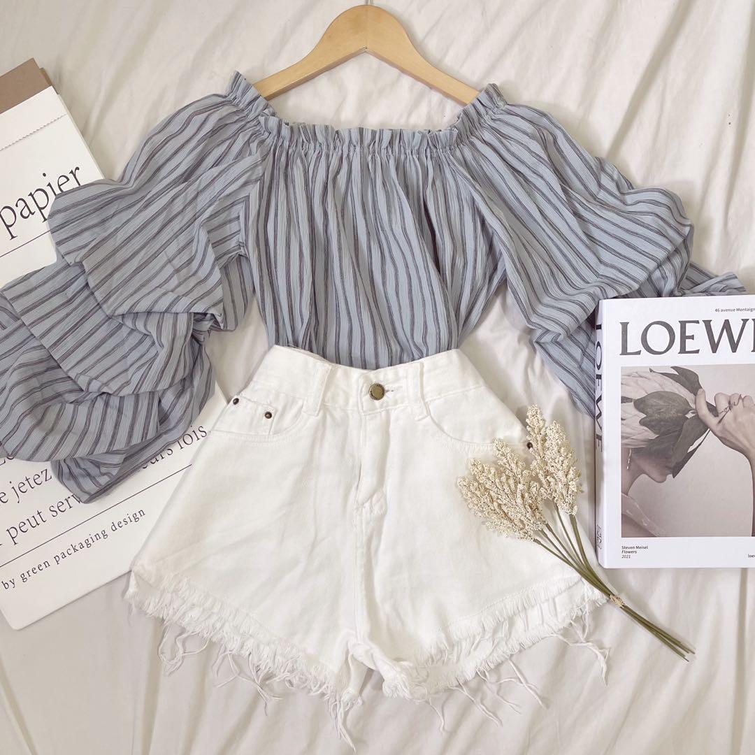 Korean Ruffled Offshie Blouse (Category: Blouses) located in Tiaong. Submitted by pixieapparelph (Listing ID 1122310800, Image 2). Description: .