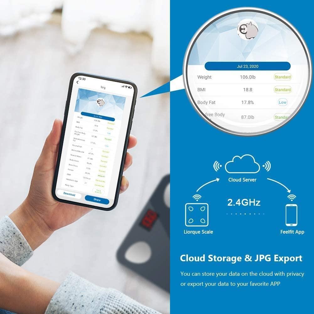LIORQUE Smart Scale Digital Weight Scale with Body Fat sync with