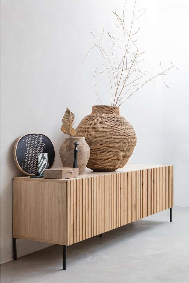 Mahogany fluted tv console, Furniture & Home Living, Furniture, TV