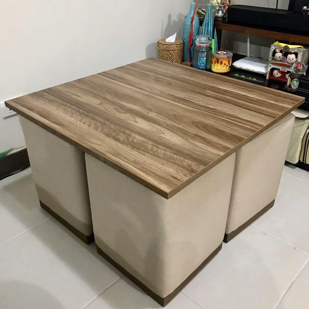 Mandaue Coffee Table with 4 Stools, Furniture & Home Living, Furniture, Tables & Sets on Carousell