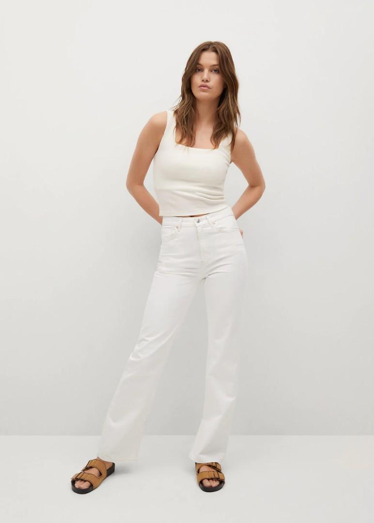 Mango white High waist Straight opening jeans 17062018, Women's Fashion,  Bottoms, Jeans on Carousell