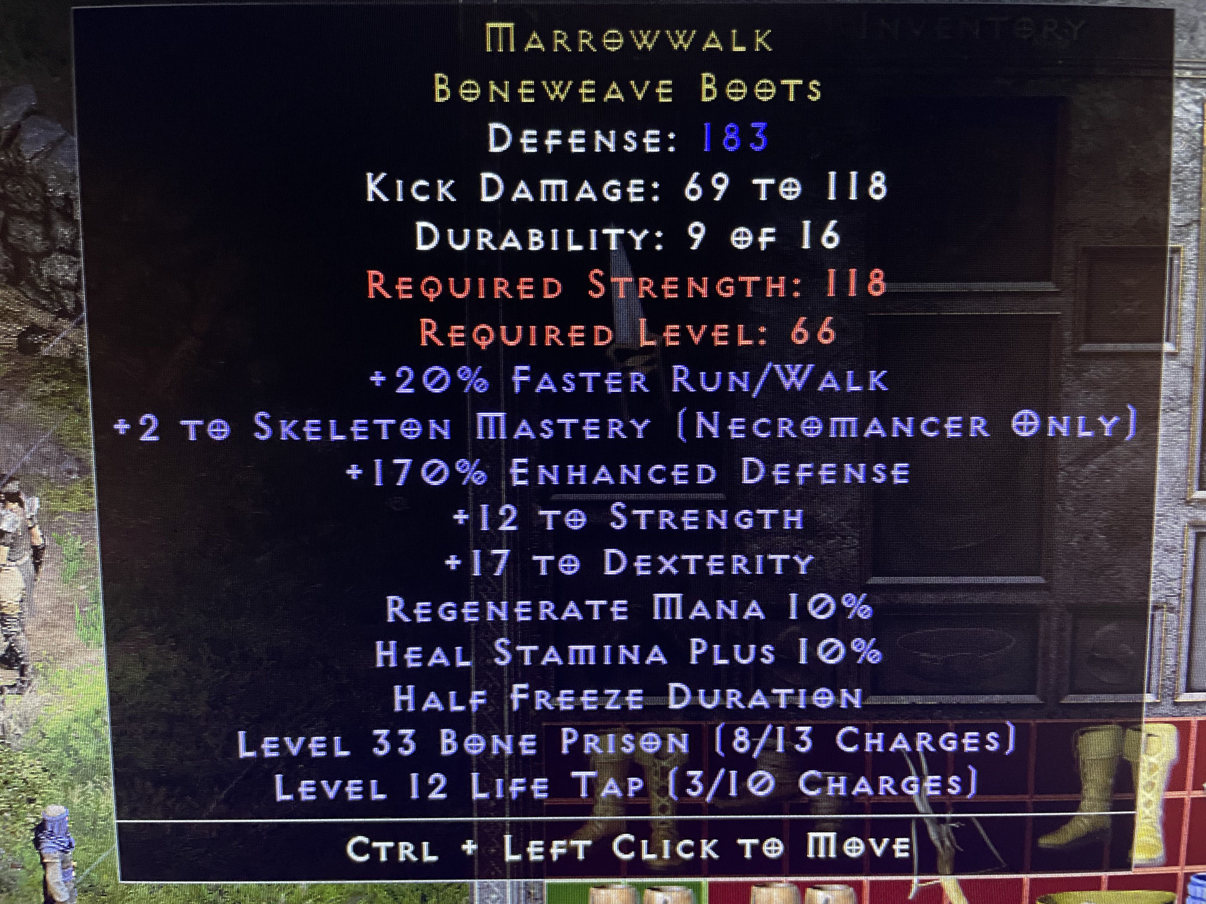 Marrowwalk boots Diablo 2 d2, Video Gaming, Gaming Accessories, InGame Products on Carousell