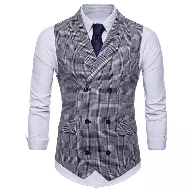 Men vest suit grey brown dark grey formal vest business vest suit