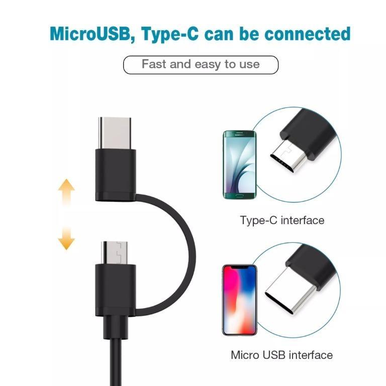 MiraScreen (LD25B) 2in1 Type C / Micro USB to HDMI Cable, MHL to HDMI Adapter, 1080P HD HDTV