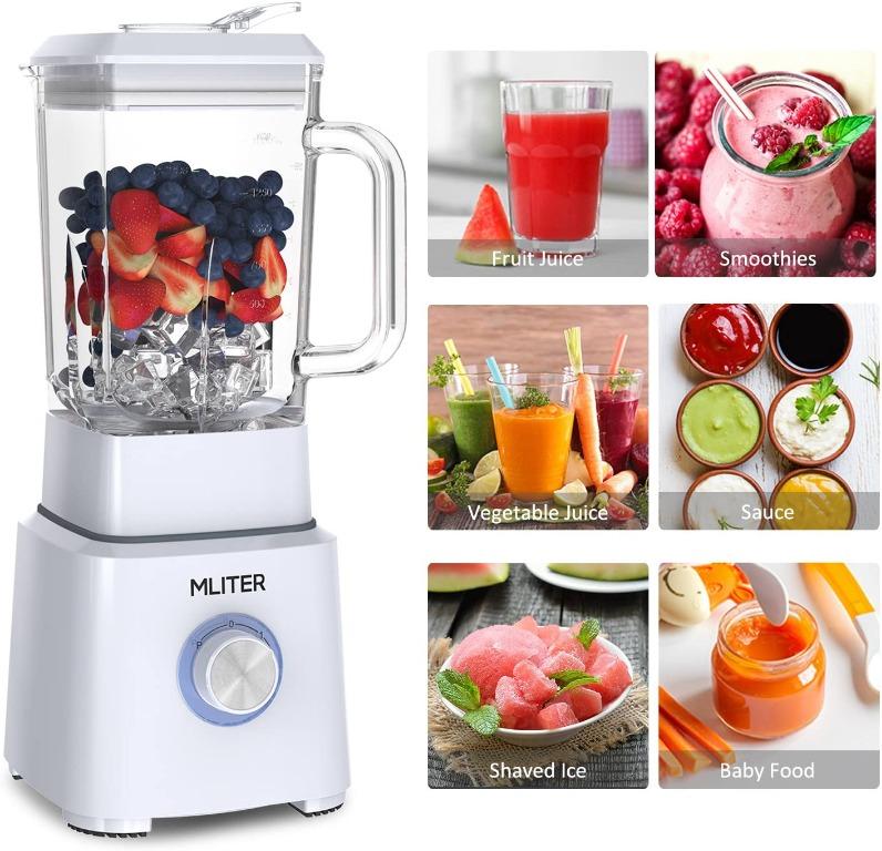 MLITER Juicer Machine 800W White, 1.6L Glass Jug and 2 Speed with Pulse ...