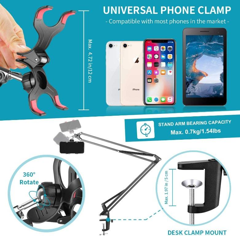 Neewer Overhead Video Stand Phone Mount Table Top Scissor Arm Stand