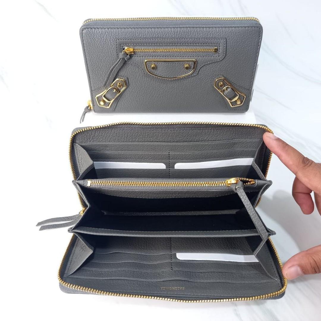 New Balenciaga zip wallet mett edge griss taupe ghw