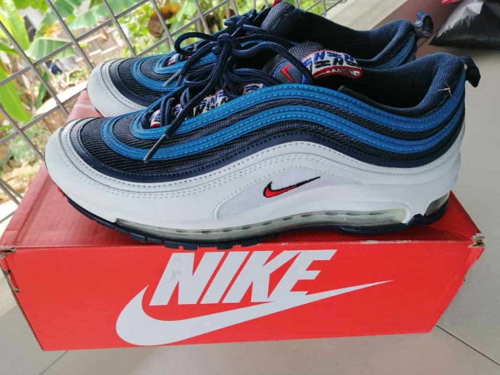 NIKE AIR MAX 97 WHITE BLUE EU43 UK8.5 Men s Fashion Footwear