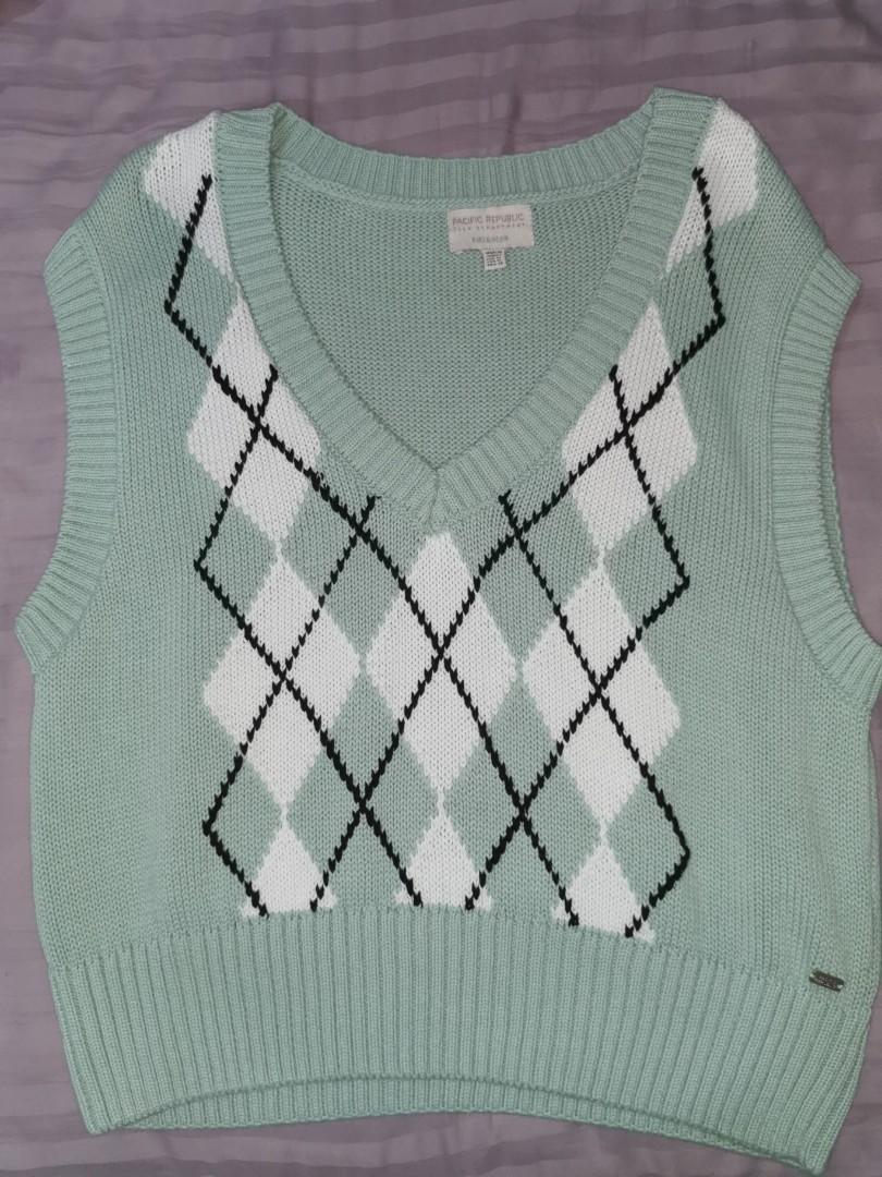 Pull\u0026Bear Mint Green Sweater Vest 薄荷 