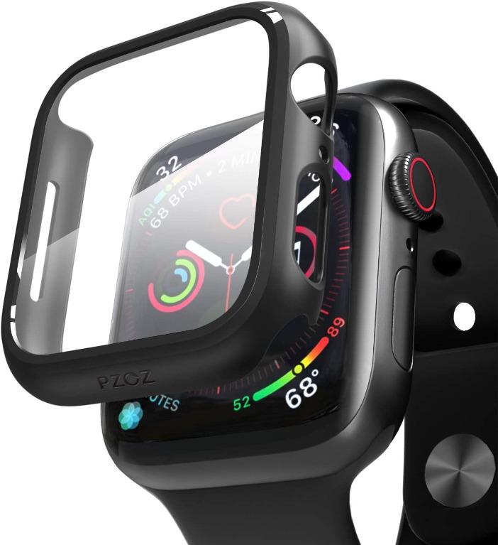 PZOZ Compatible for Apple Watch Series 6 5 4 SE 44mm Case with Screen Protector Accessories Slim Guard Thin Bumper Full Coverage Matte Hard Cover Defense Edge for iWatch Women Men GPS Black