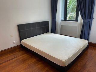 Queen size foam bed and bed frame (sold together)