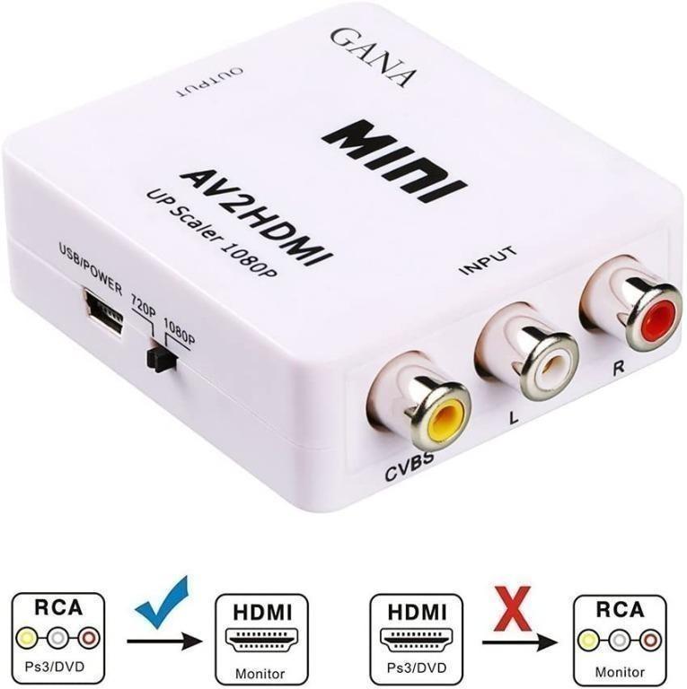RCA to HDMI Audio Converter- Techole Aluminum 1080P RCA Composite CVBS to HDMI Adapter Supporting