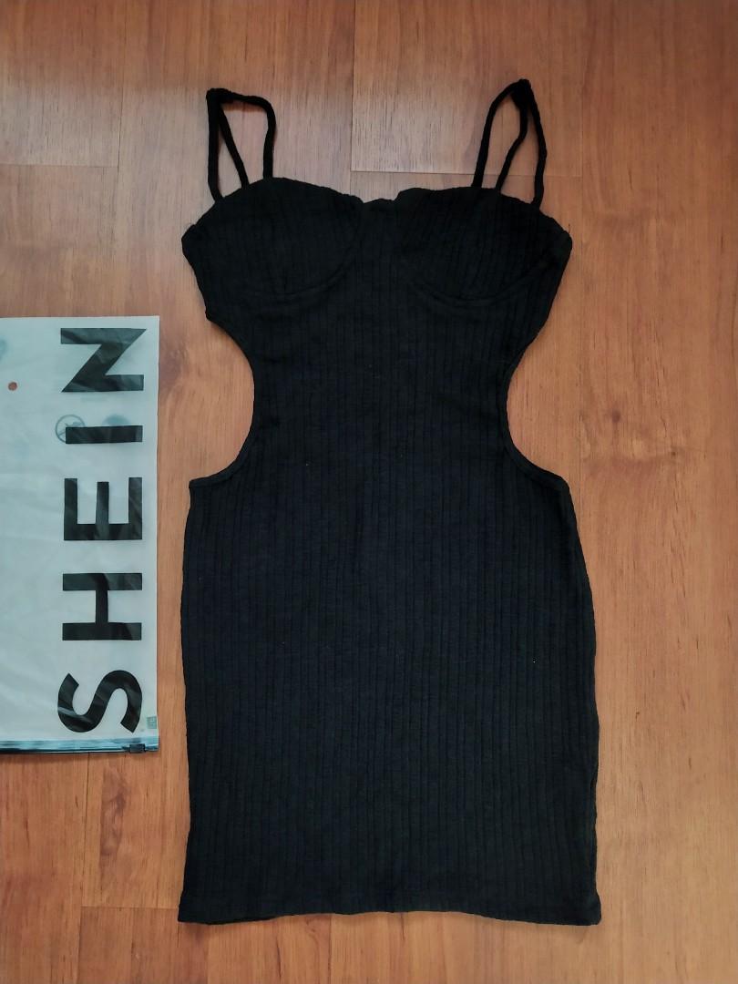 Shein knitted bustier cut out mini 