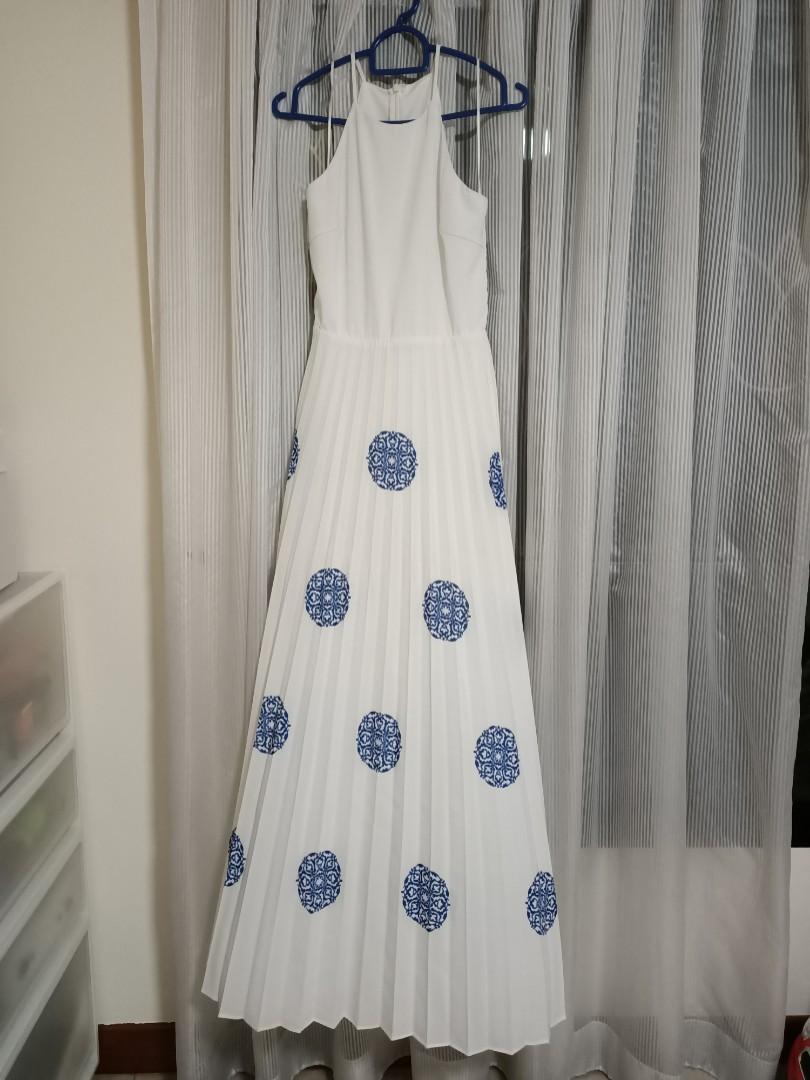 Thread Theory white maxi pleated dress 