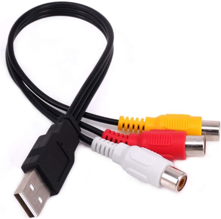 Yilan 0.25m USB Male to 3 RCA Female Jack Splitter Audio Video AV Composite Adapter Cable for TV/PC USB to 3RCA Cable