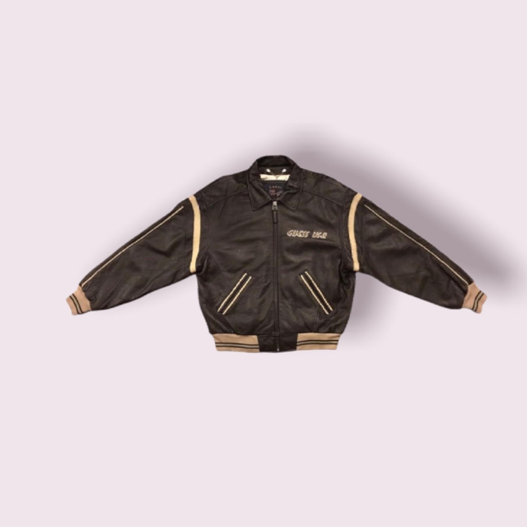 Vintage leather guess racing jacket clearance