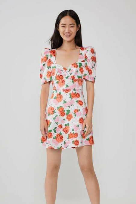 zara puff sleeve floral dress