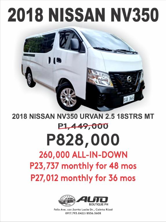  2018 NISSAN NV350 URVAN 2.5L 18STRS MT Manual, Autos a la venta, Autos usados ​​en Carousell