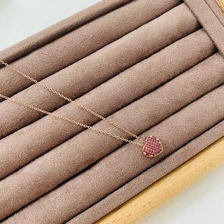 天然寶石 愛心項鍊 S925銀鍍18k玫瑰金 寶石紫牙烏 玫瑰石榴石 甜美可愛#含運