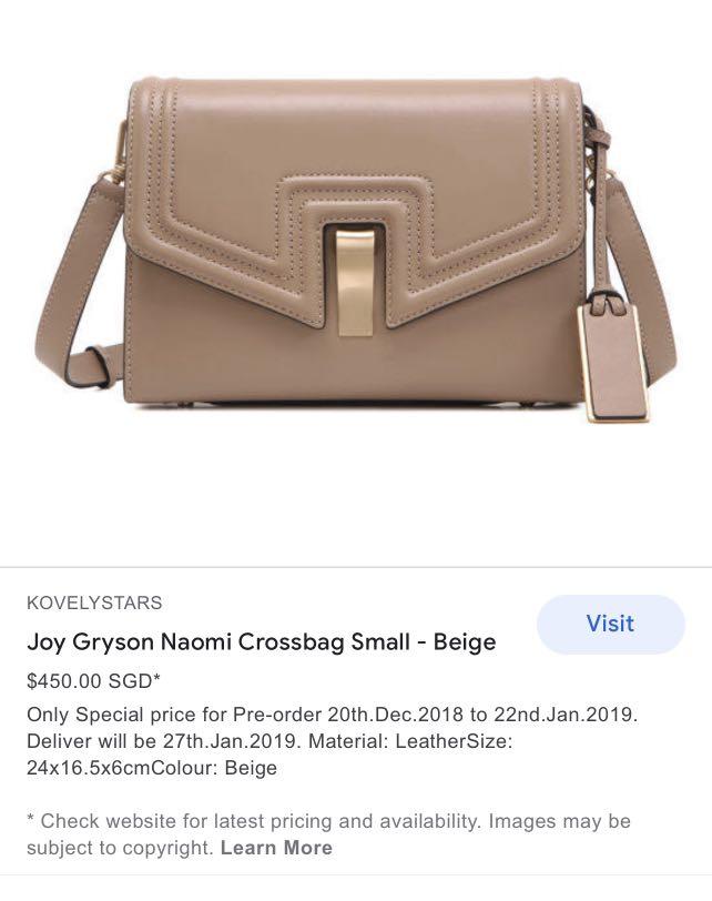 Auth Joy Gryson Naomi Sling Bag in Beige Women s Fashion Bags