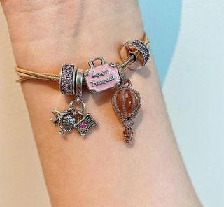 Bermonth Sale!! Authentic pandora clip charms 999 each, pink travel bag charm 1000, Airplane, globe & suitcase 1050, rosegold hot air balloon 1000. TAKE ALL 4500