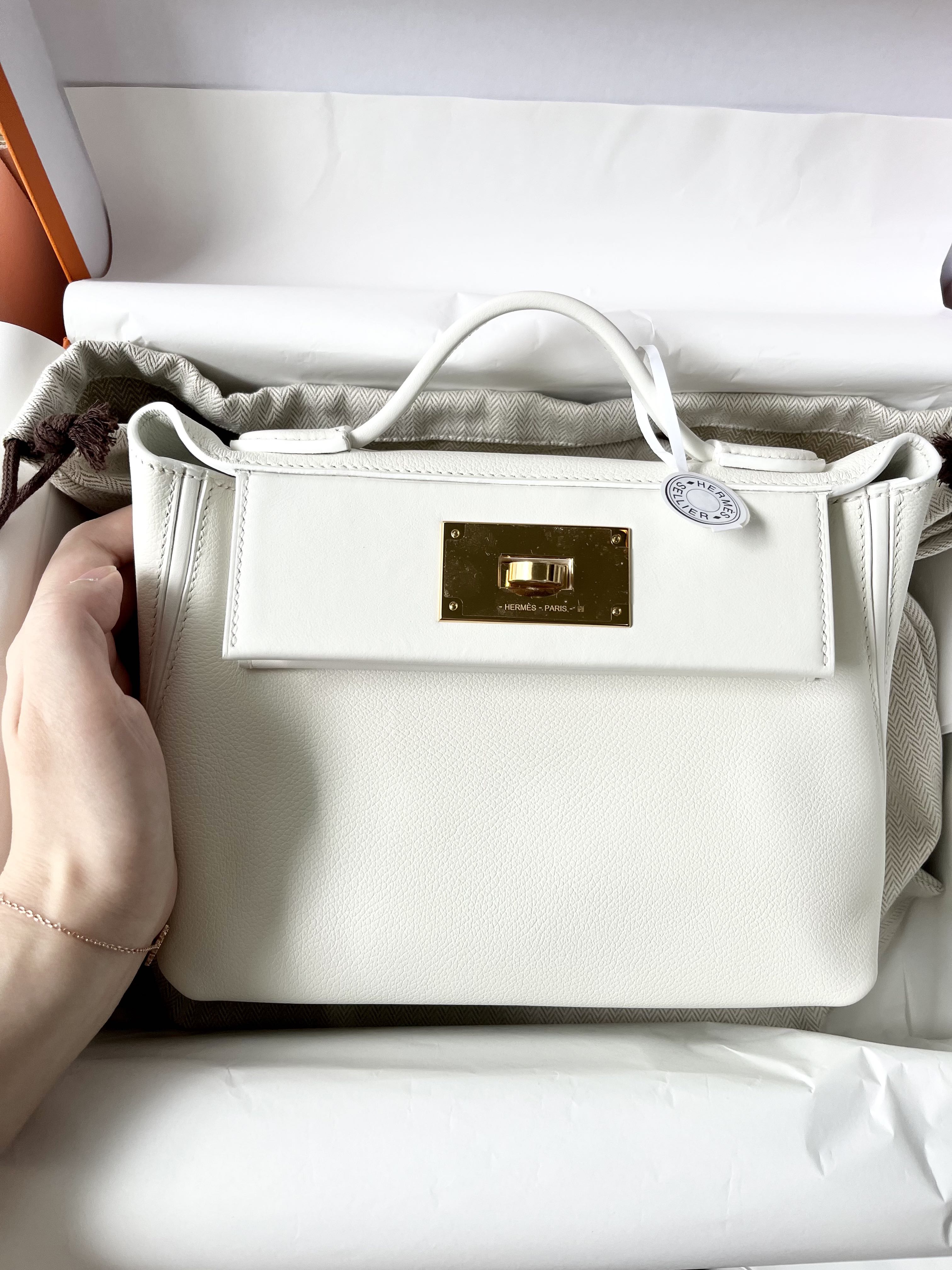 BNIB🌟Super Rare Hermes mini 2424 Blanc GHW, Luxury, Bags