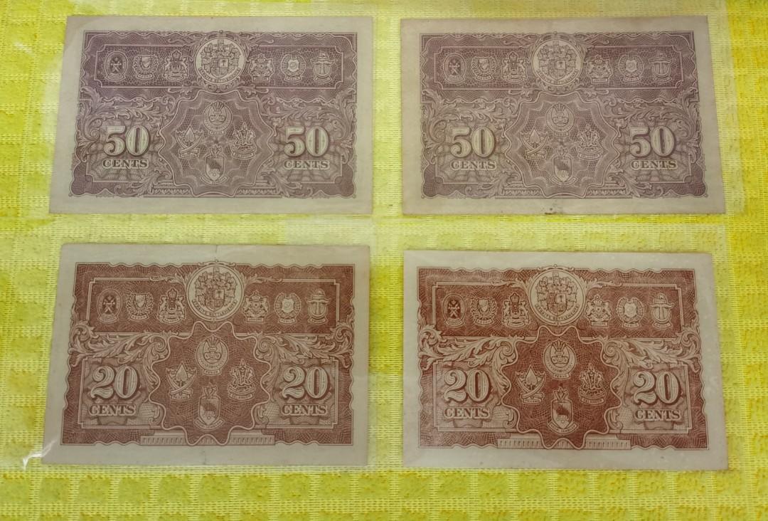 BOCOC Malaya 1941 1,5,10,20,50 Cents Rare Old Note Collection 马币