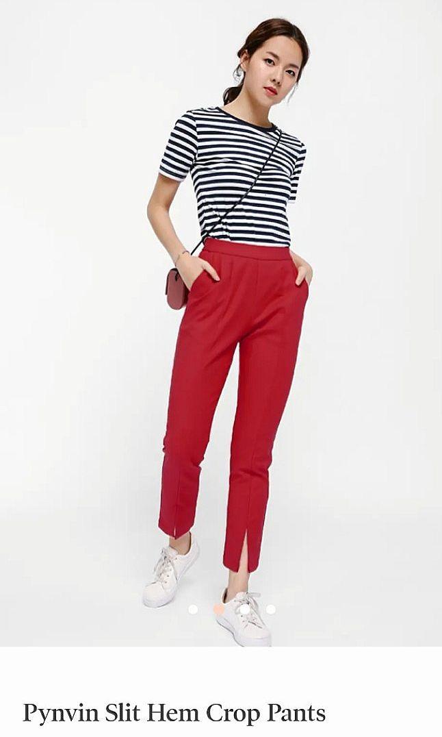 Red crop outlet pants