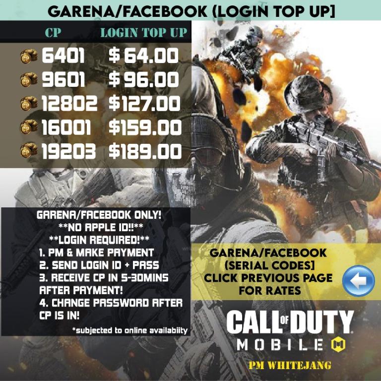 Call Of Duty Codm Cp Top Up Video Gaming Gaming Accessories Game Gift Cards Accounts On Carousell