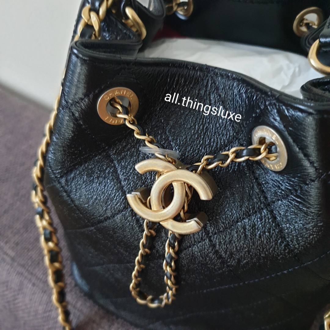 Chanel 19K Black Drawstring Bucket Bag with GHW, Luxury, Bags & Wallets on  Carousell