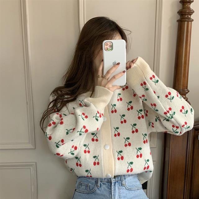 White discount cherry sweater