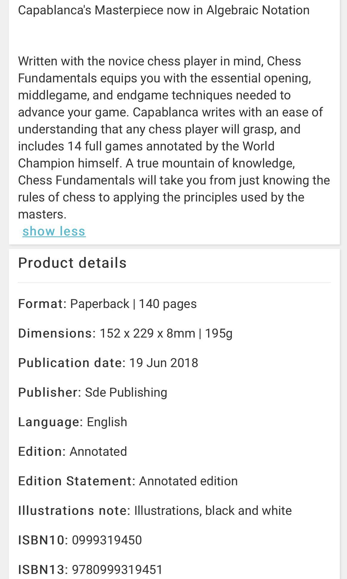 Chess Fundamentals: Capablanca, Jose: 9780999319451: : Books