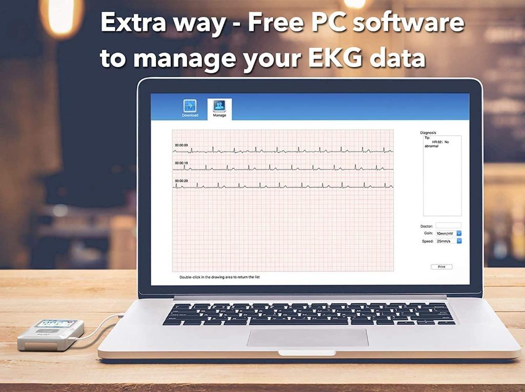 EMAY Portable ECG/EKG Monitor (PC Software for Windows and Mac), Health