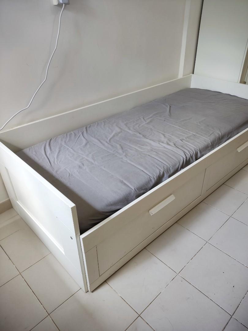 IKEA bed with storage, Furniture & Home Living, Furniture, Bed Frames