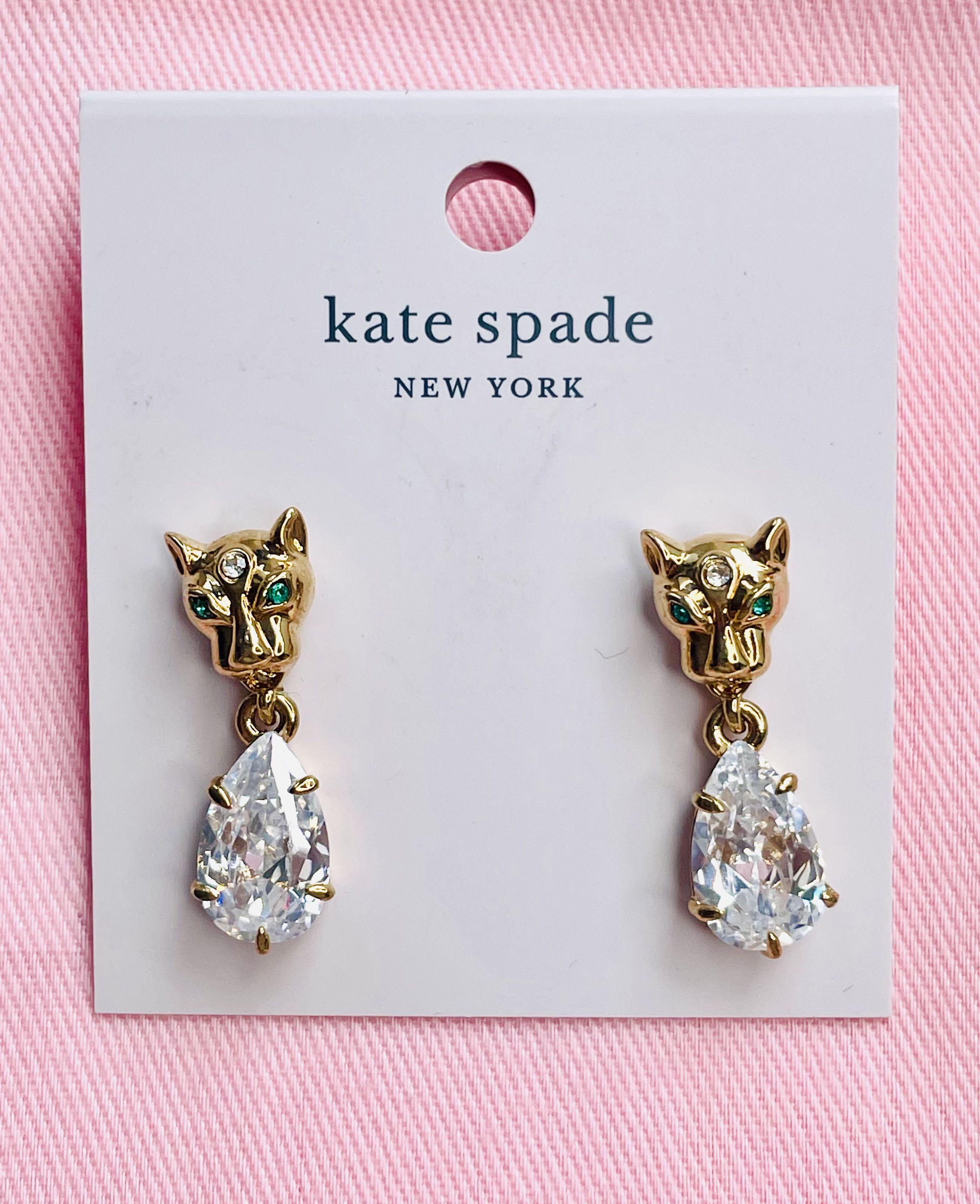 Kate Spade ♠️ Tiger Cubic Zirconia Drop Earrings, Women's Fashion, Jewelry  & Organisers, Earrings on Carousell