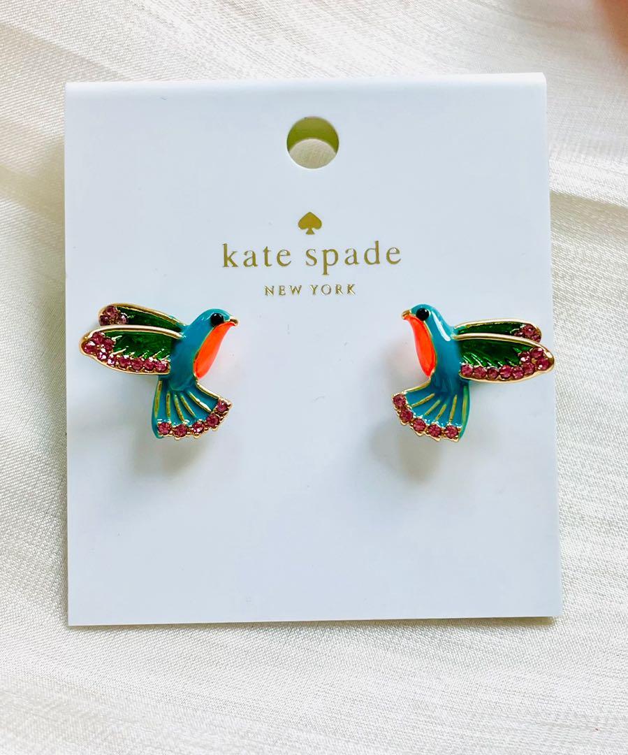 Kate Spade Enamel Hummingbird Stud Earrings Women s Fashion