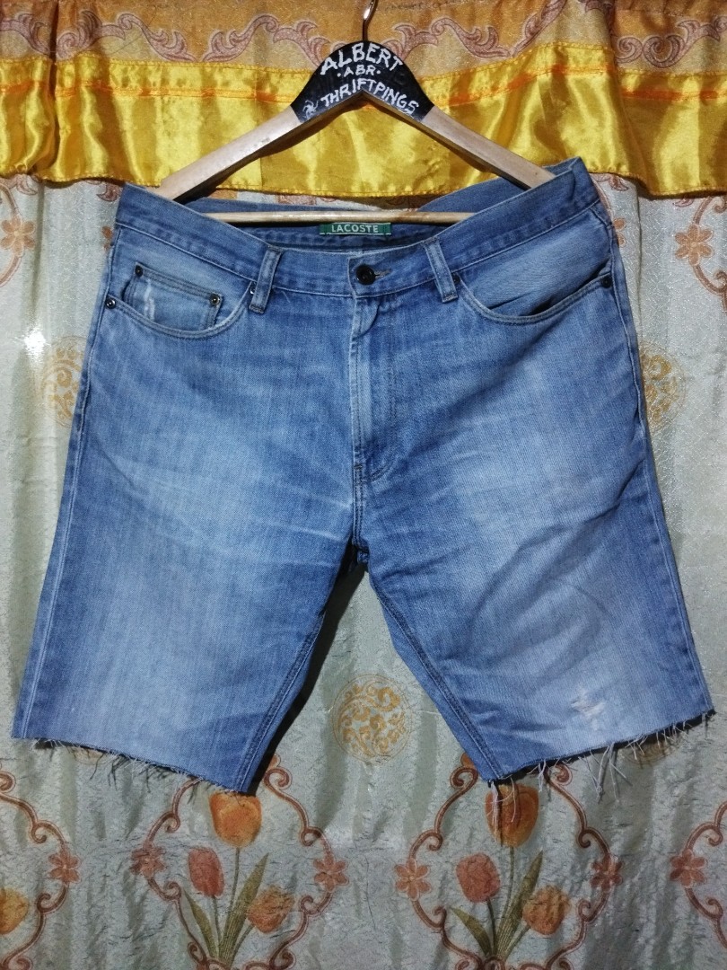 Lacoste essentials denim cut off jeans Men s Fashion Bottoms
