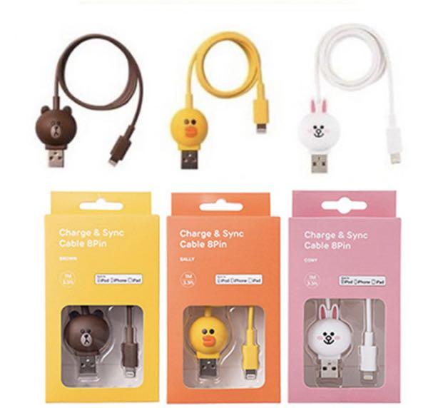 韓國line Friends Iphone Cable 手提電話 電話 平板電腦配件 充電器及電線 Carousell