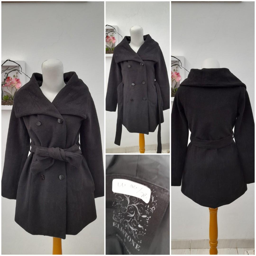 SALE LONG WOOL COAT WITH BELT, Fesyen 