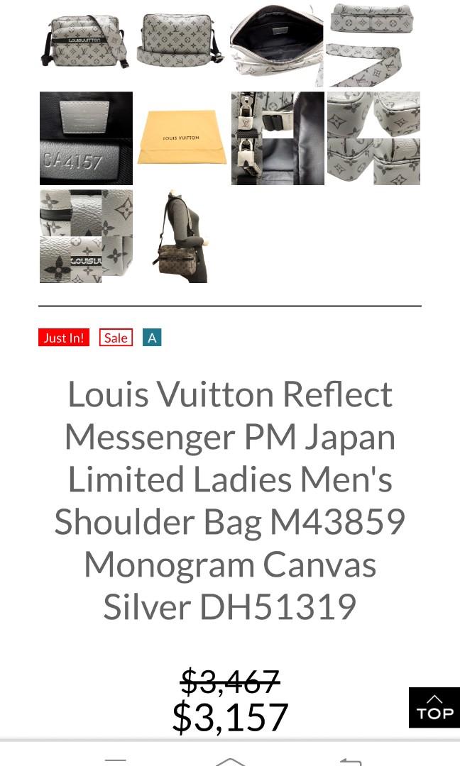 Louis Vuitton Messenger PM Shoulder Bag Crossbody Monogram Silver M43859  receipt