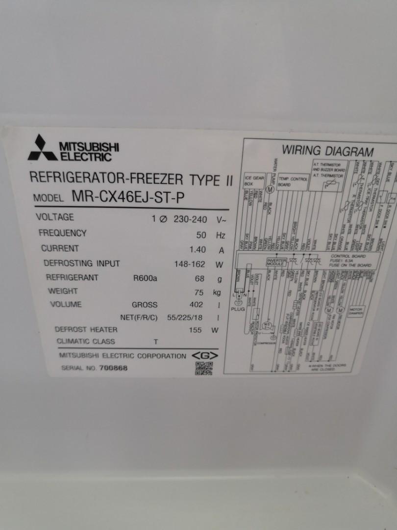 Mitsubishi MRCX46EJ 402L 3DOOR FRIDGE, TV & Home Appliances, Kitchen