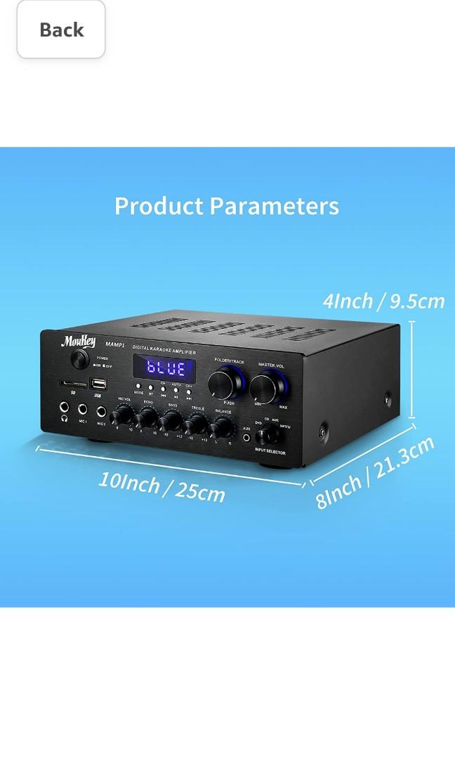 Moukey Bluetooth 5.0 Power Home Audio Amplifier 220W Dual Channel