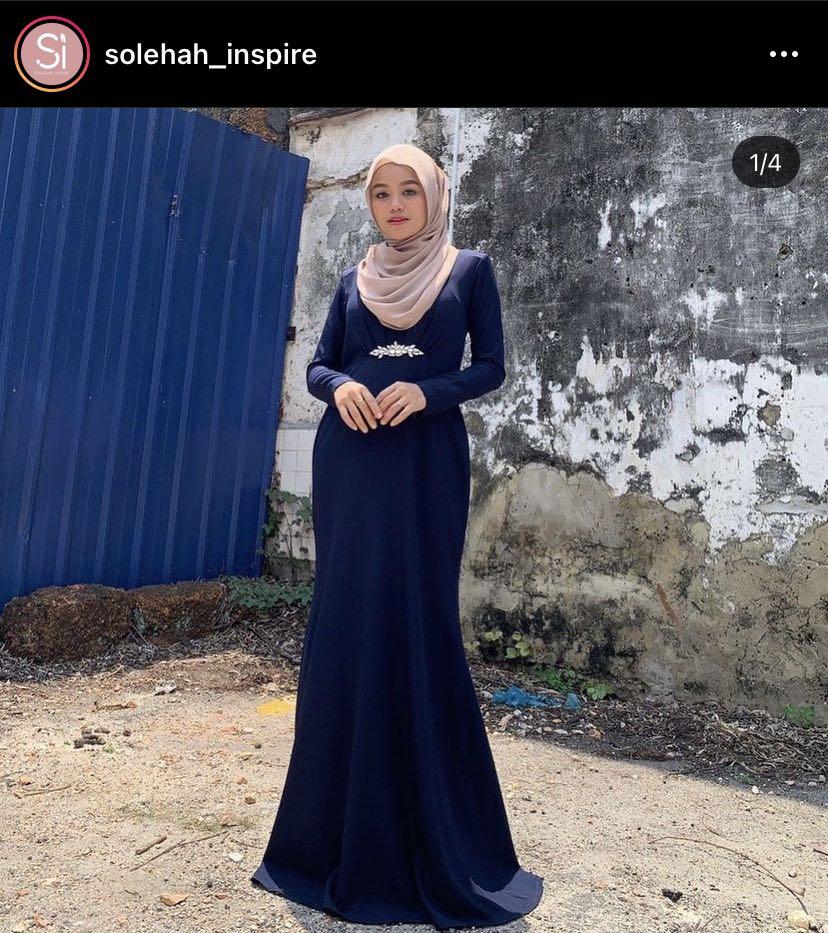 Navy Blue Dress Solehah Inspire