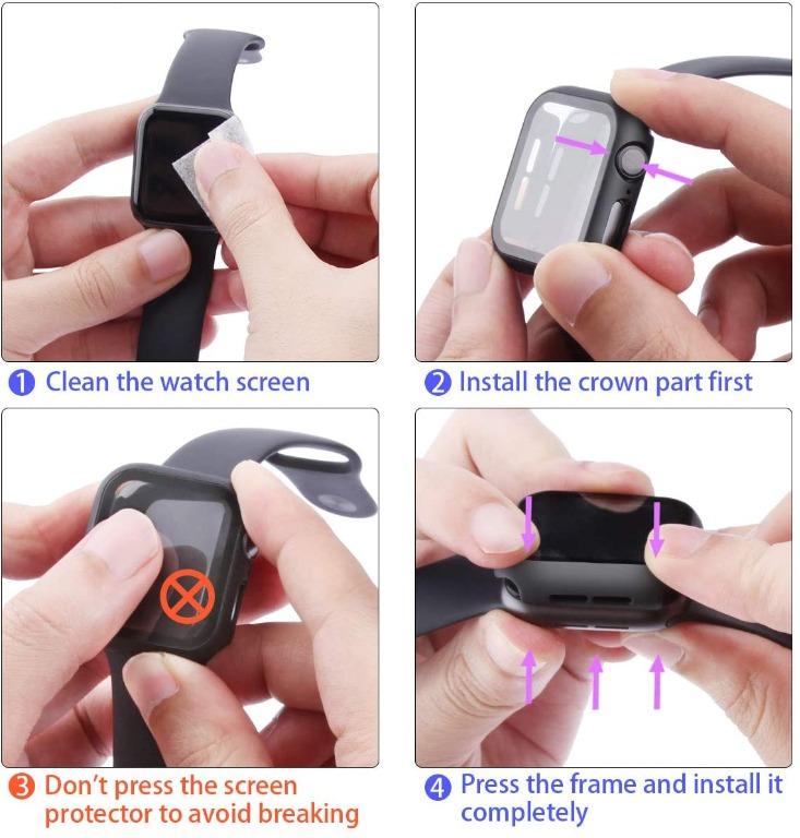 Piuellia Black Hard Case For Apple Watch Se Series 6 Series 5