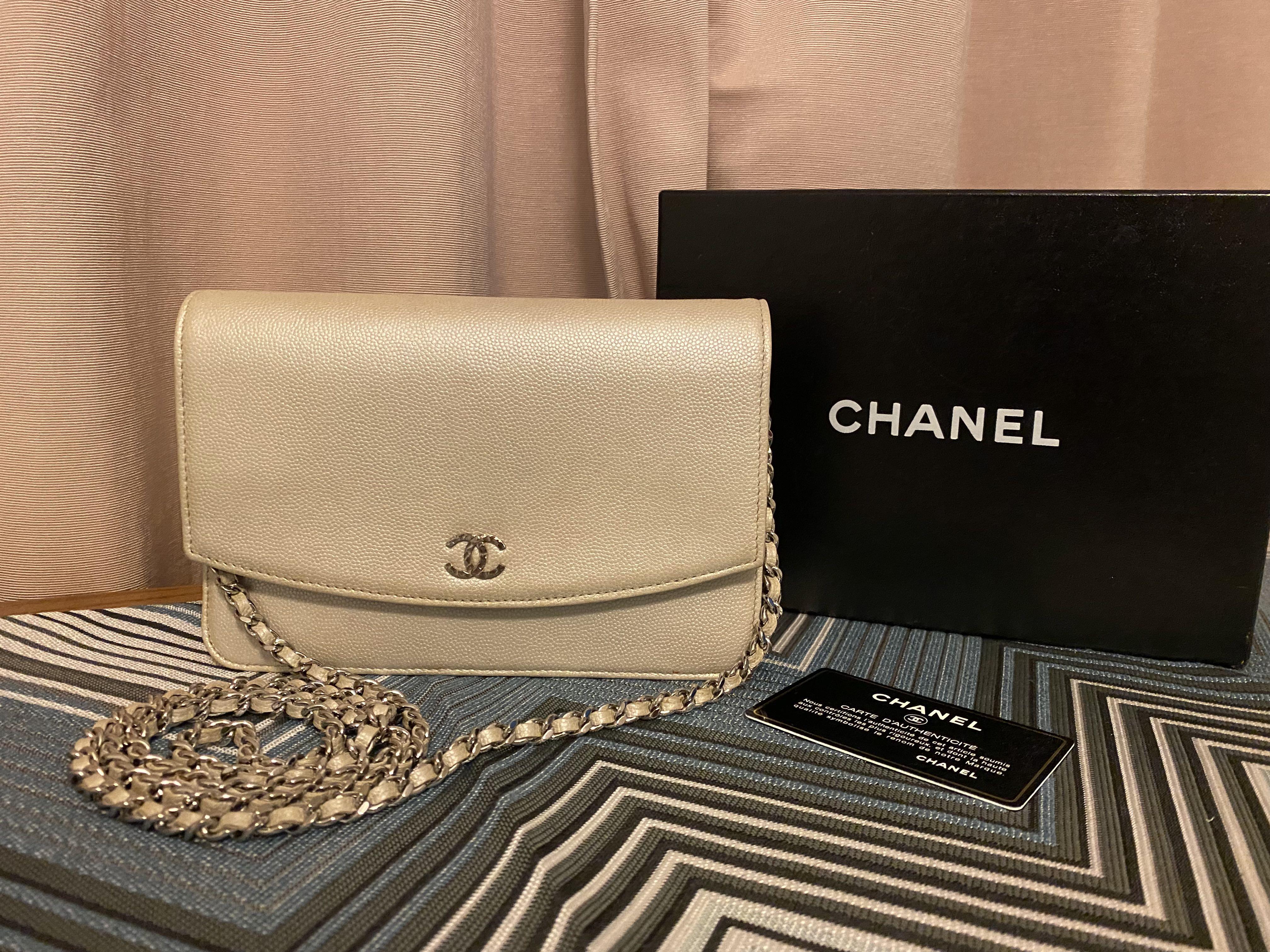 Chanel Vintage Nude Caviar Leather Wallet on Chain WOC For Sale at 1stDibs