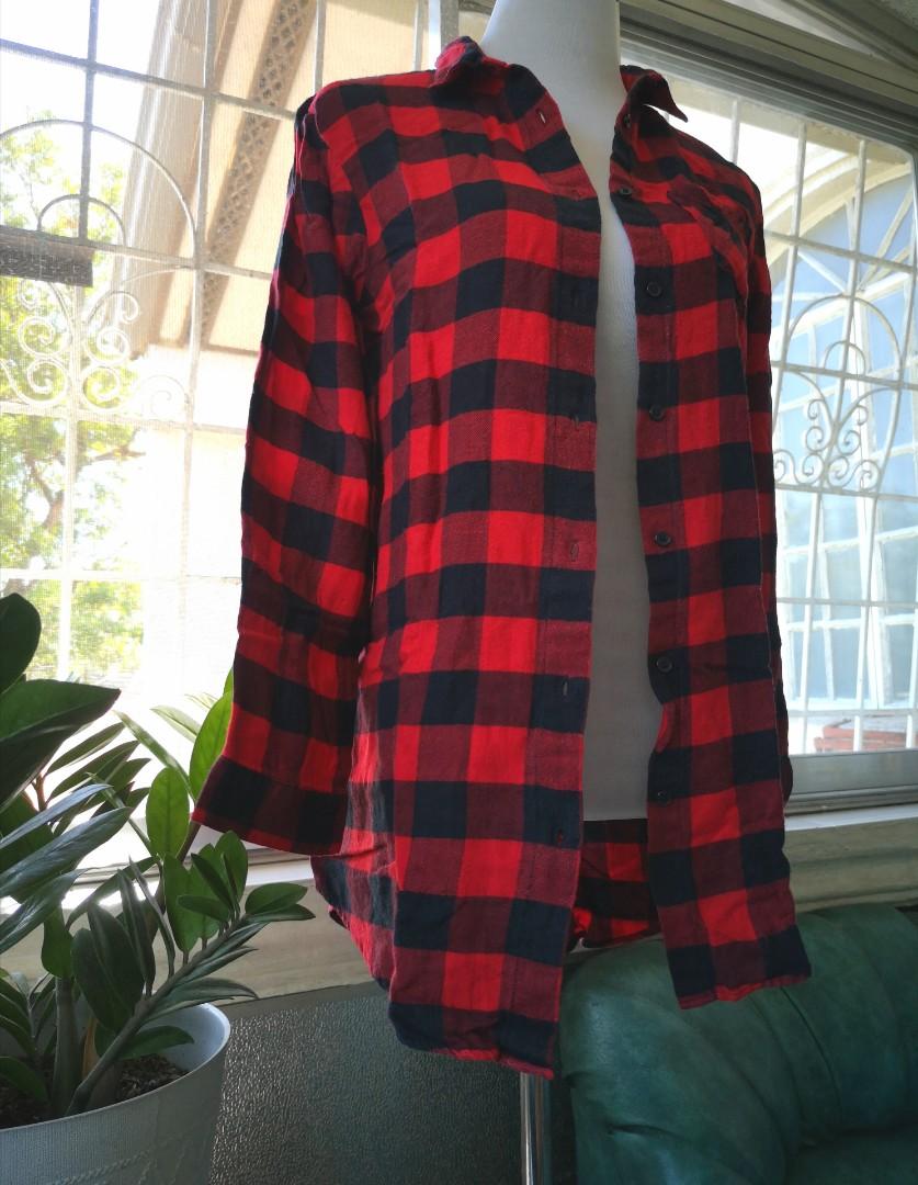 Red Checkered Polo Women s Fashion Tops Longsleeves on Carousell